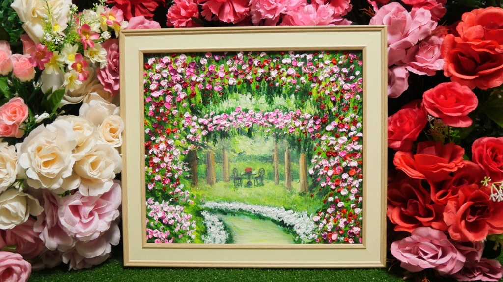 油絵 油彩 油彩画 絵 絵画 【薔薇のお茶会 】