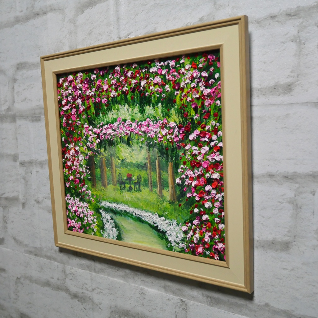 油絵 油彩 油彩画 絵 絵画 【薔薇のお茶会 】