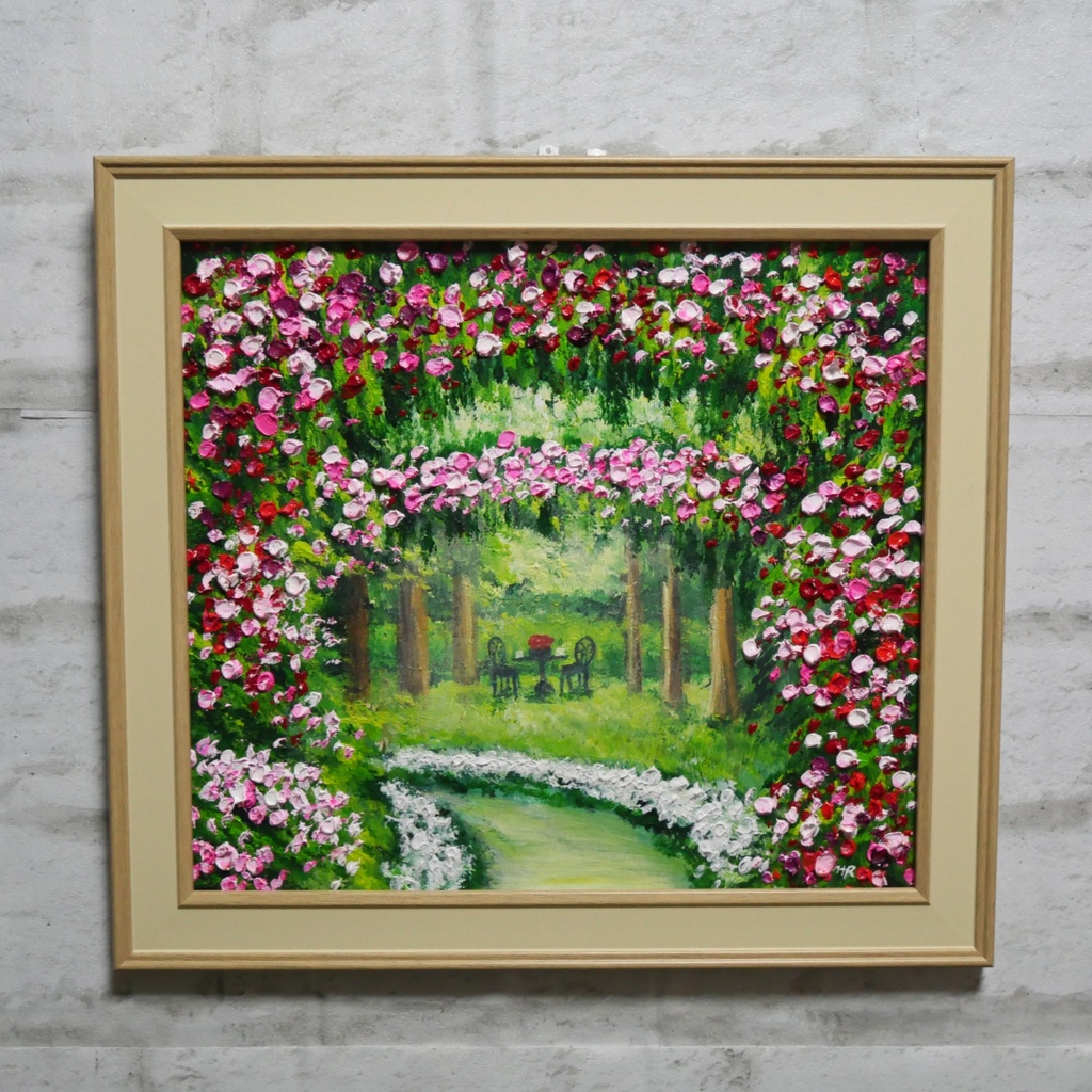 油絵 油彩 油彩画 絵 絵画 【薔薇のお茶会 】