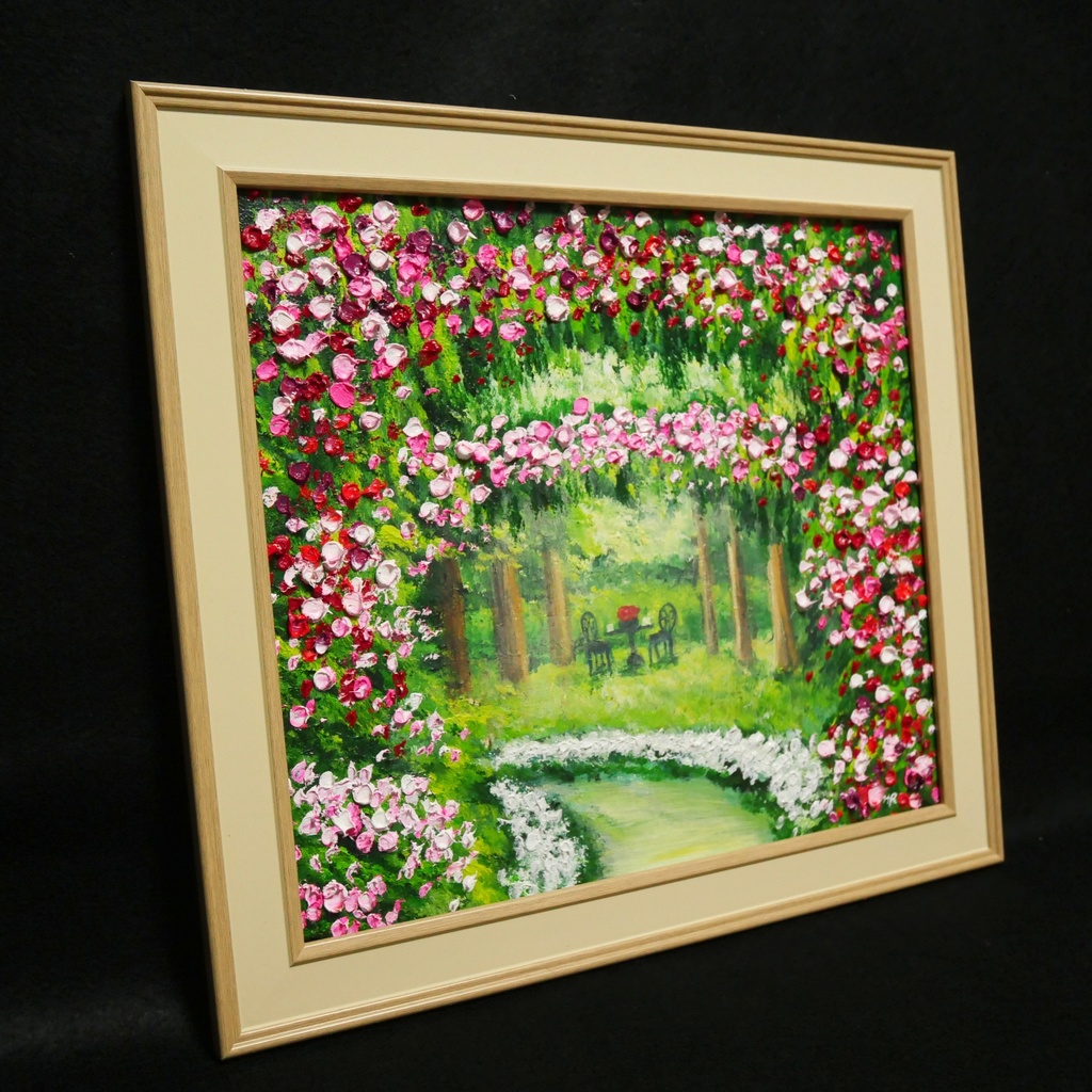 油絵 油彩 油彩画 絵 絵画 【薔薇のお茶会 】