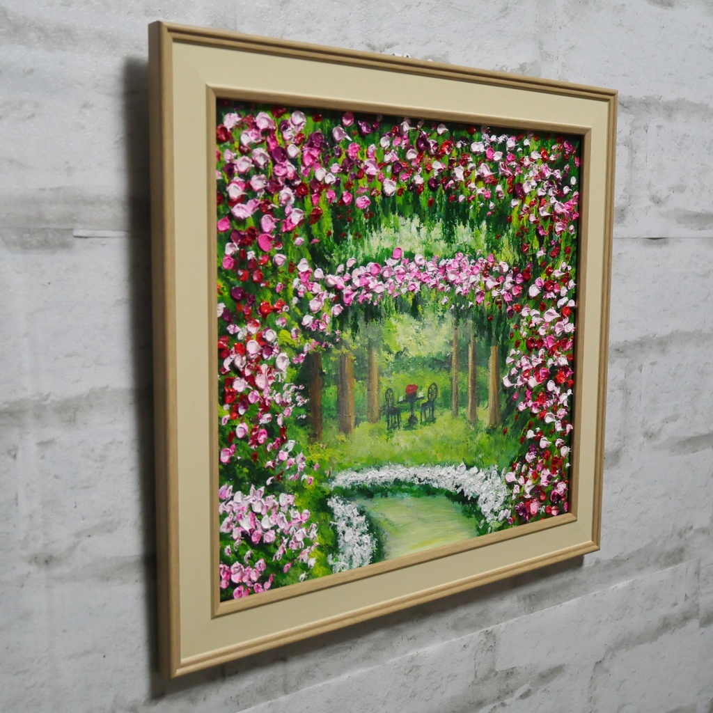 油絵 油彩 油彩画 絵 絵画 【薔薇のお茶会 】
