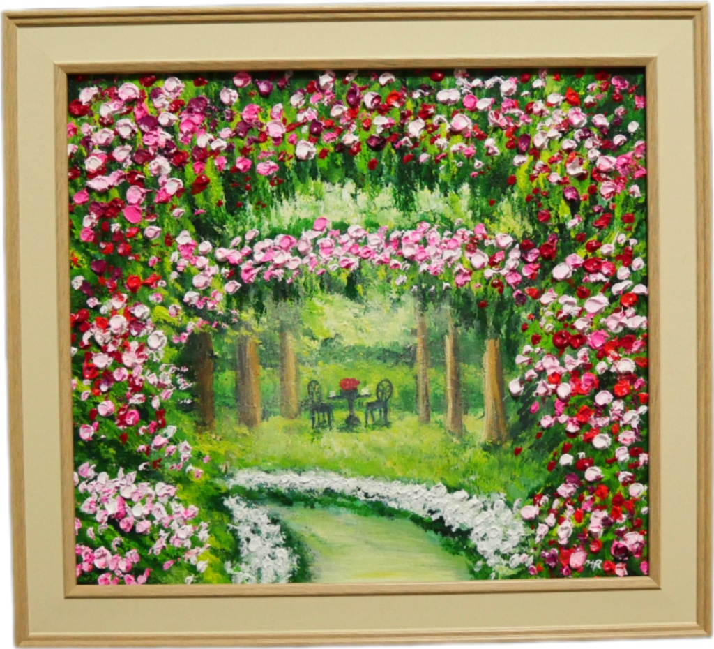 油絵 油彩 油彩画 絵 絵画 【薔薇のお茶会 】