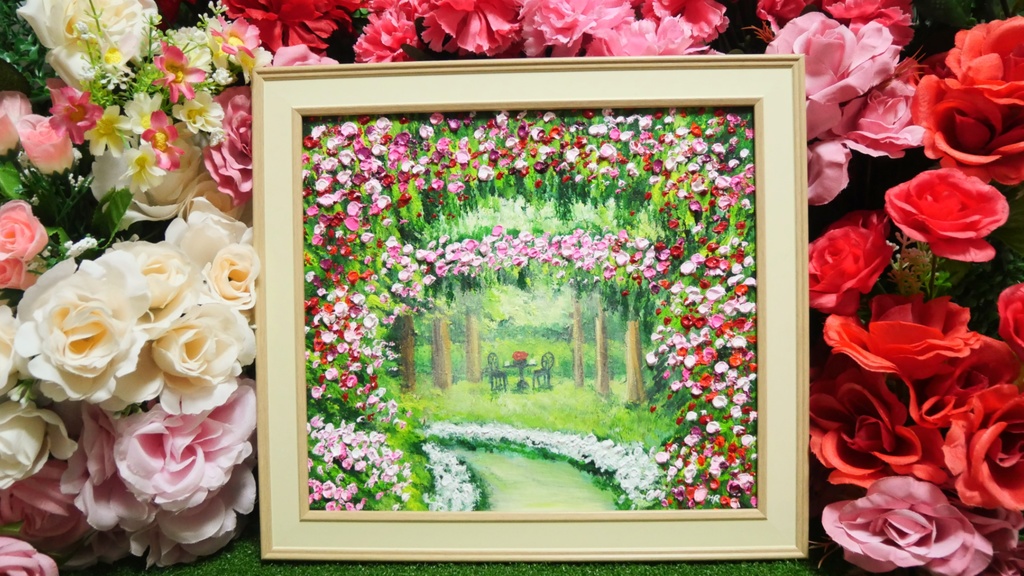 油絵 油彩 油彩画 絵 絵画 【薔薇のお茶会 】