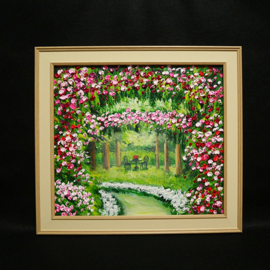 油絵 油彩 油彩画 絵 絵画 【薔薇のお茶会 】