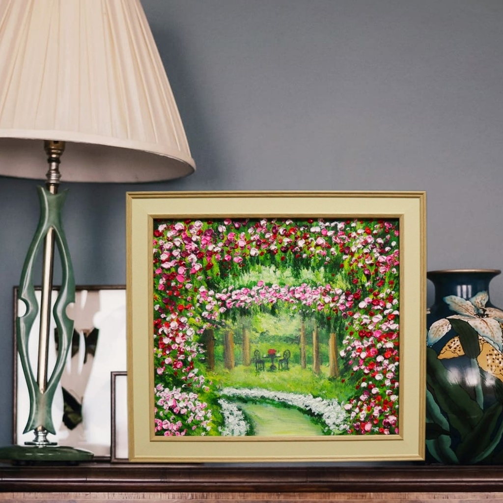 油絵 油彩 油彩画 絵 絵画 【薔薇のお茶会 】