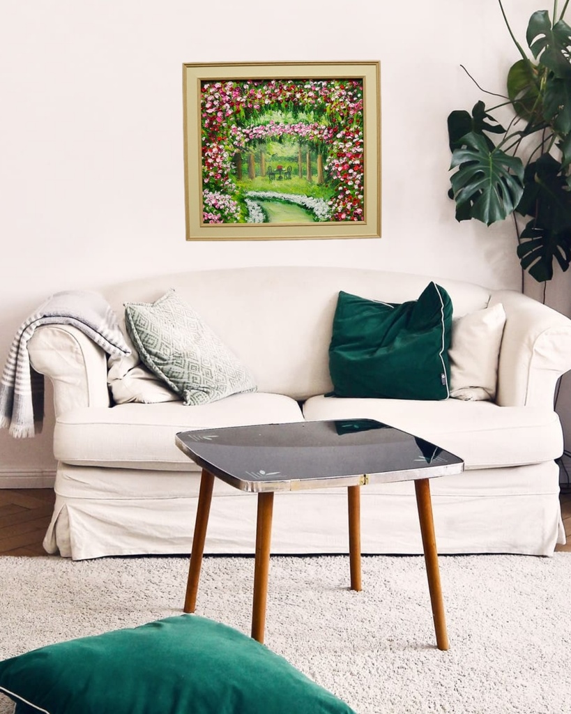 油絵 油彩 油彩画 絵 絵画 【薔薇のお茶会 】