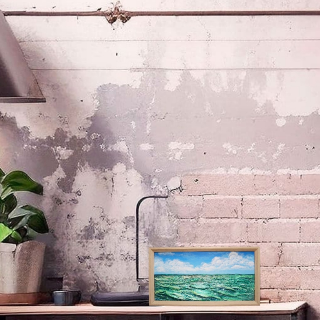 油絵 油彩 油彩画 絵 絵画 長方形ミニ絵画【エメラルドブルーの海】