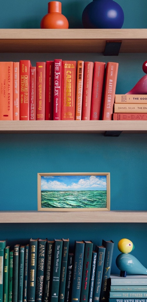 油絵 油彩 油彩画 絵 絵画 長方形ミニ絵画【エメラルドブルーの海】