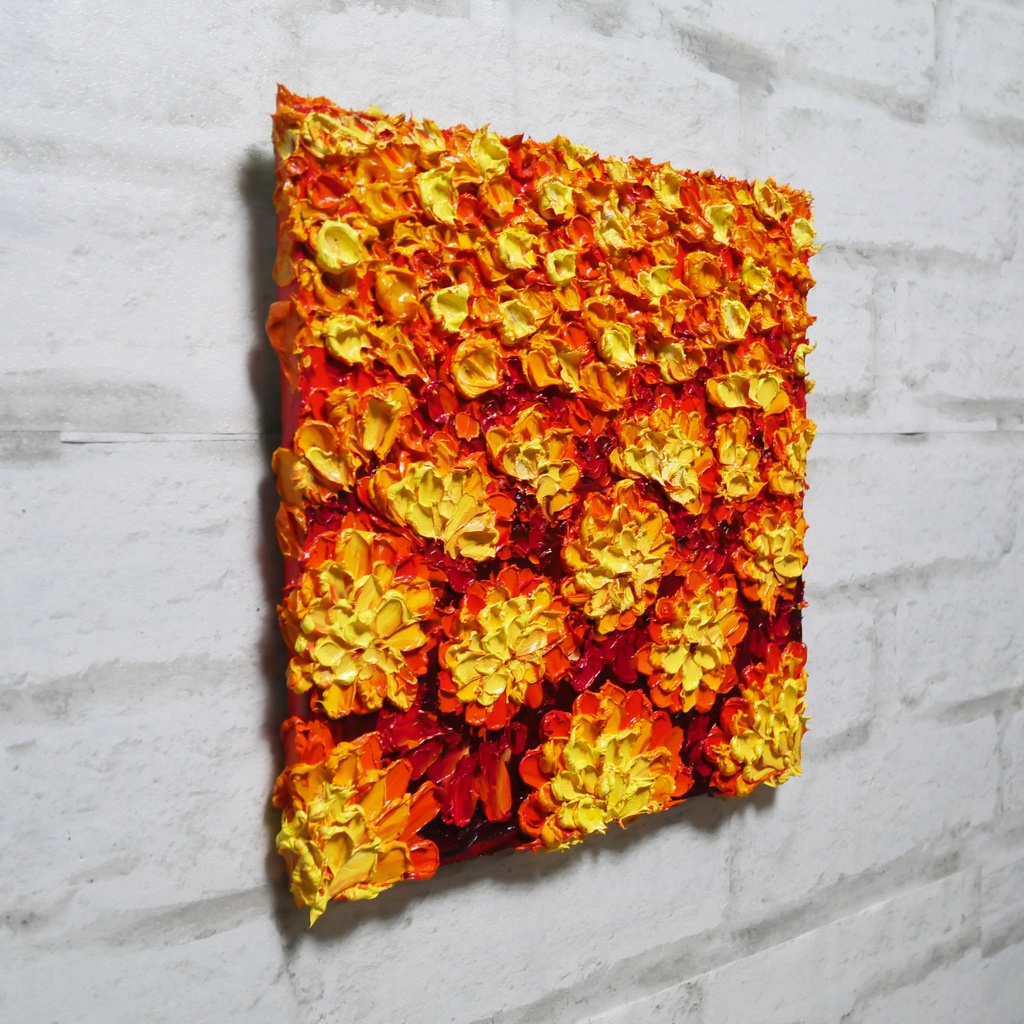 油絵 絵画 アートパネル【マリーゴールド】