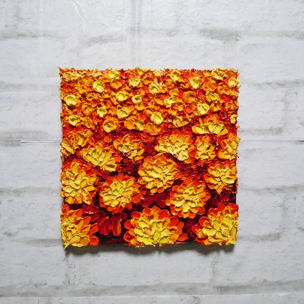 油絵 絵画 アートパネル【マリーゴールド】