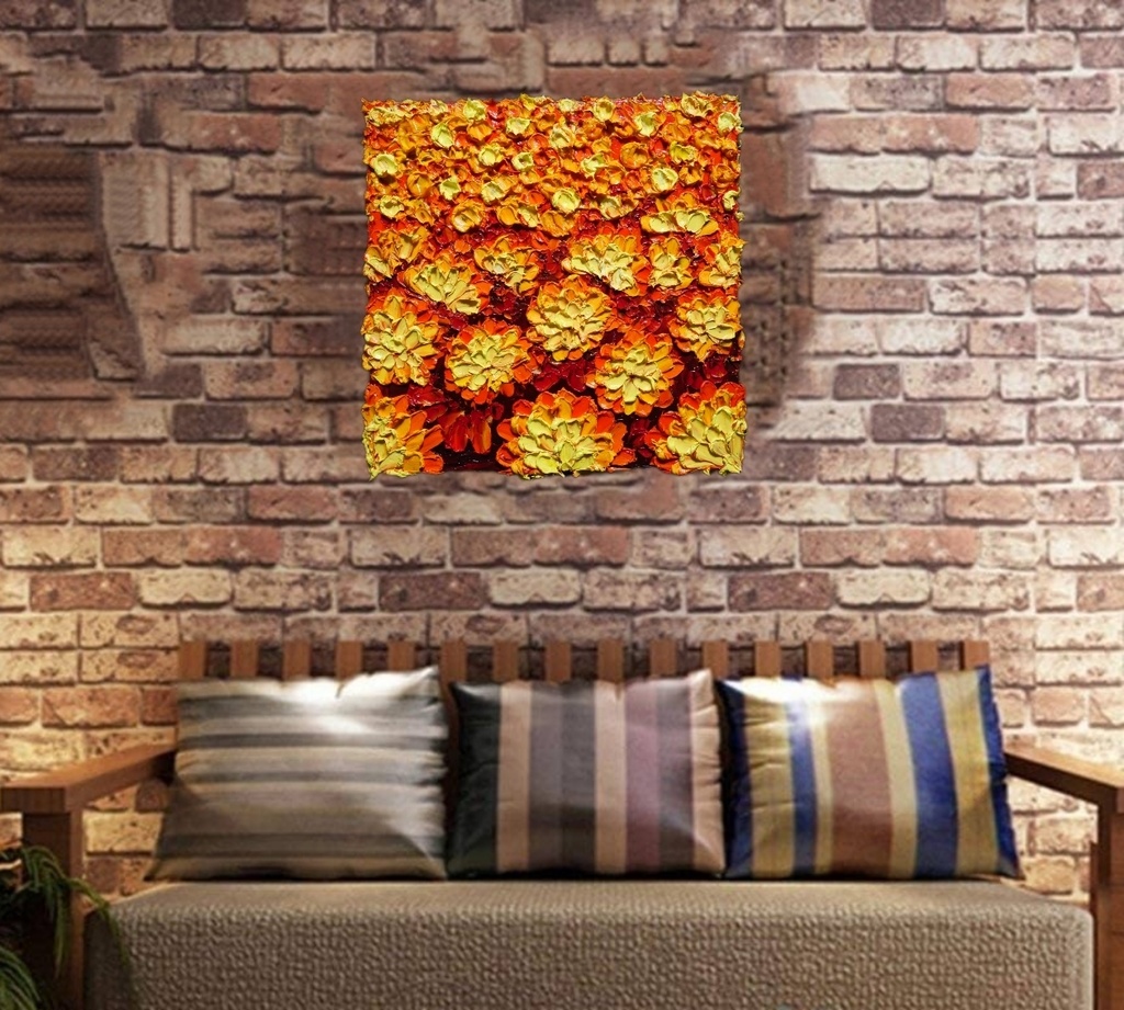 油絵 絵画 アートパネル【マリーゴールド】