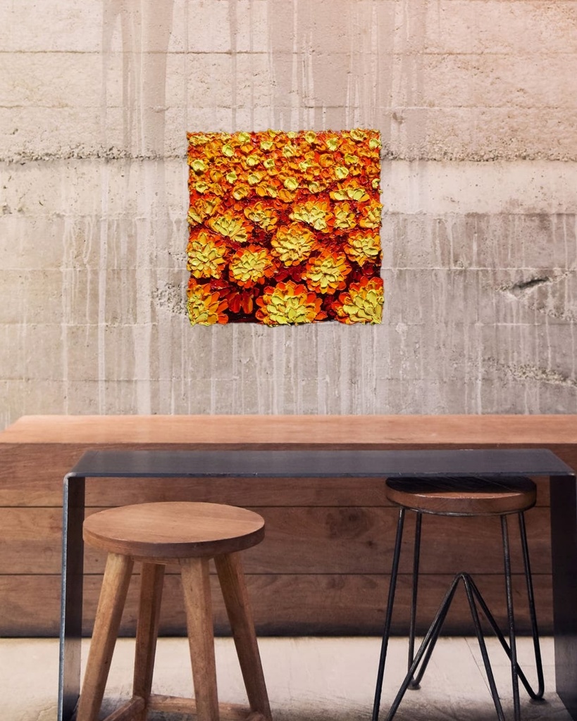 油絵 絵画 アートパネル【マリーゴールド】