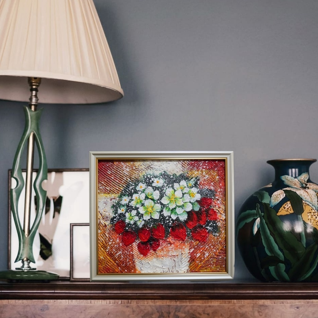 油絵 油彩 油彩画 絵 絵画 【苺の花 】