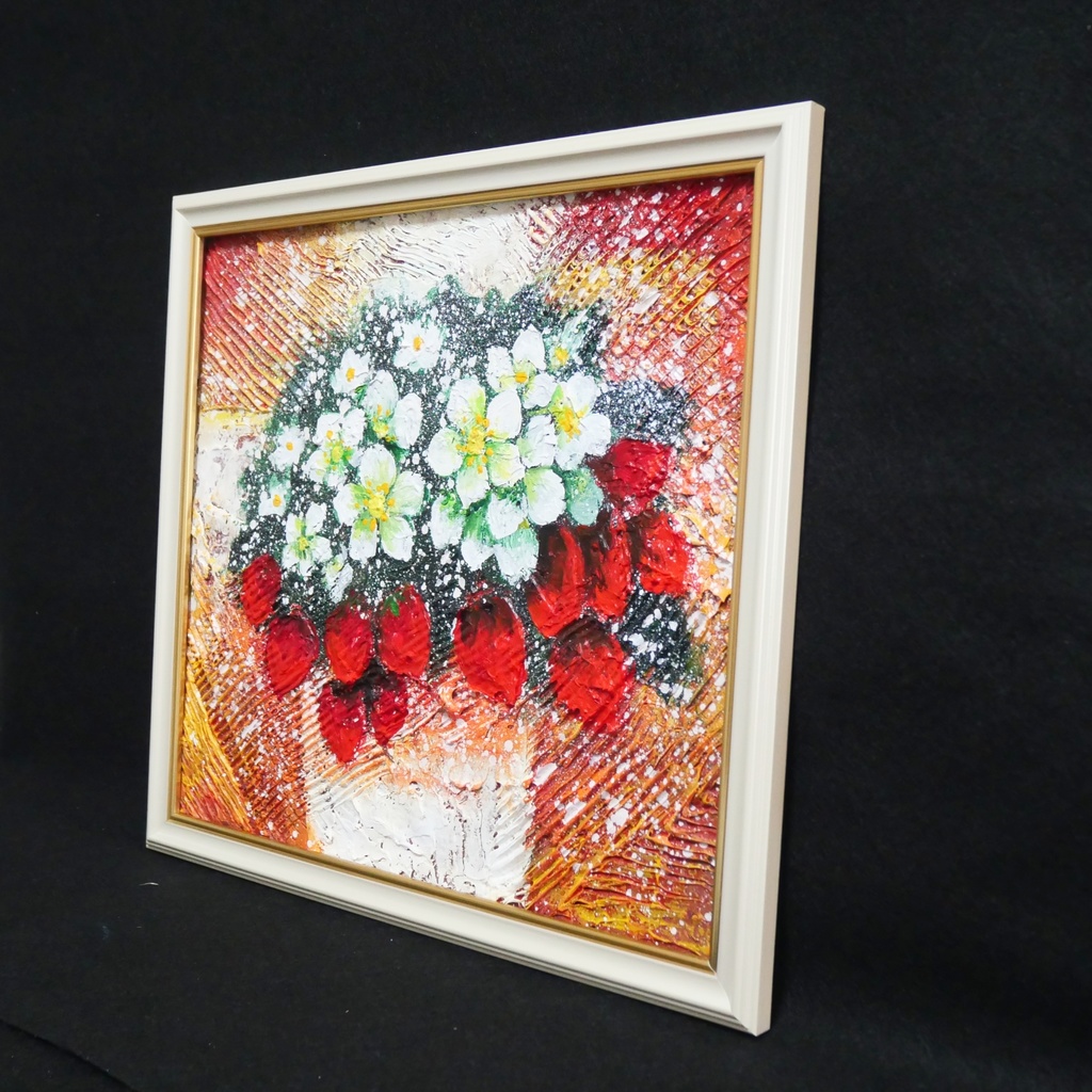 油絵 油彩 油彩画 絵 絵画 【苺の花 】