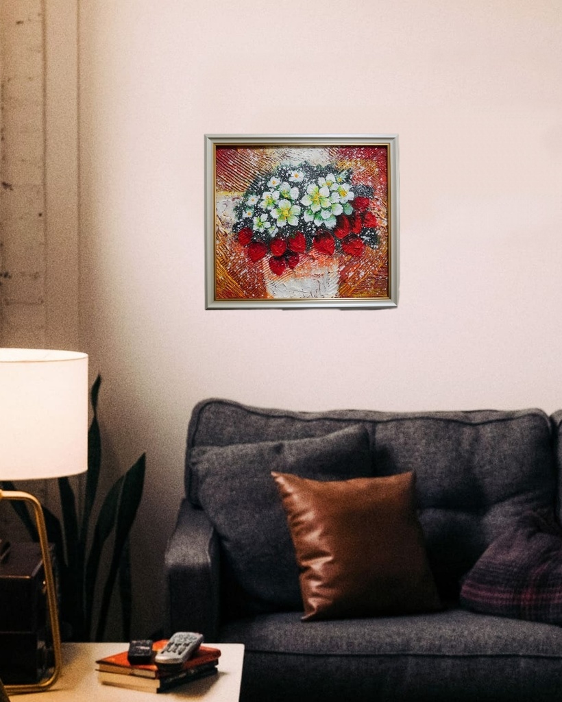 油絵 油彩 油彩画 絵 絵画 【苺の花 】