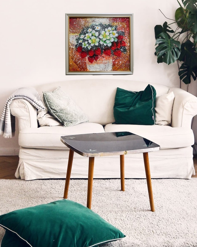 油絵 油彩 油彩画 絵 絵画 【苺の花 】