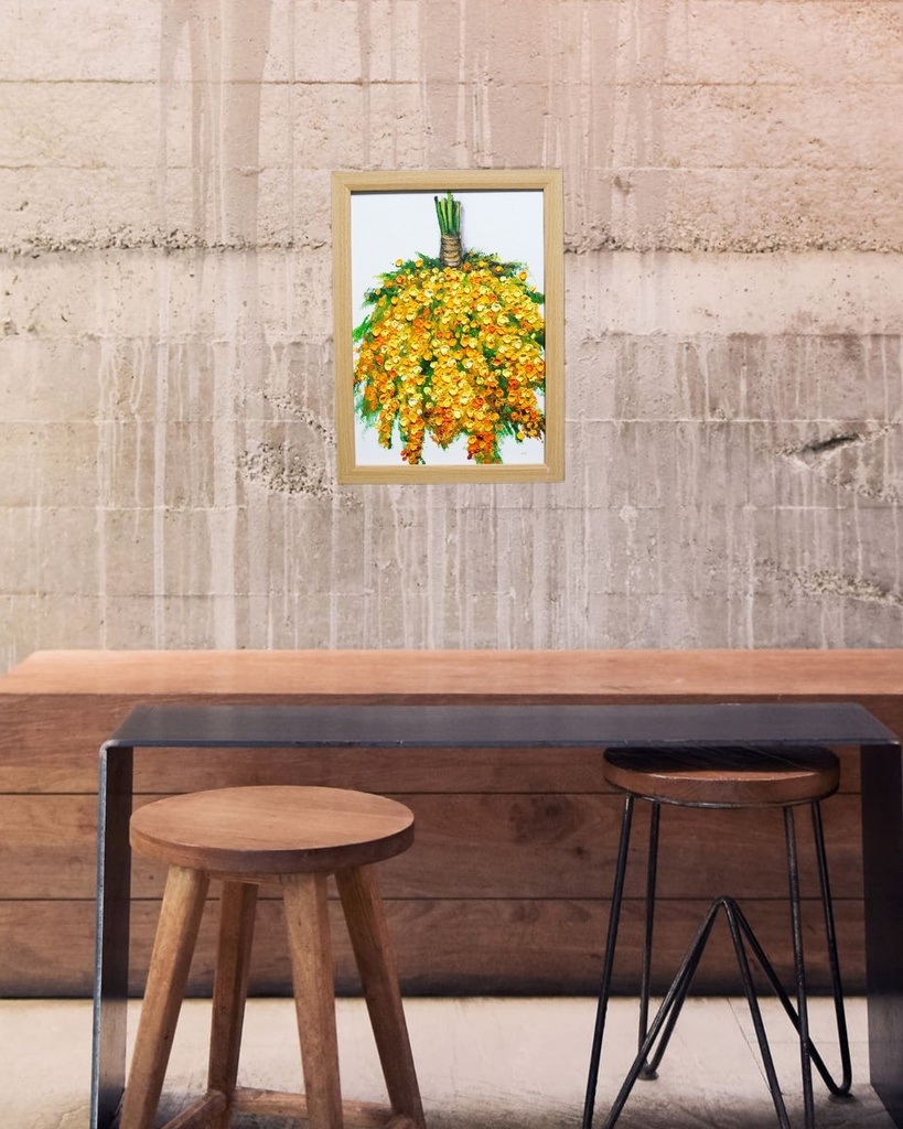 油絵 油彩 油彩画 絵 絵画 【ミモザのスワッグ】