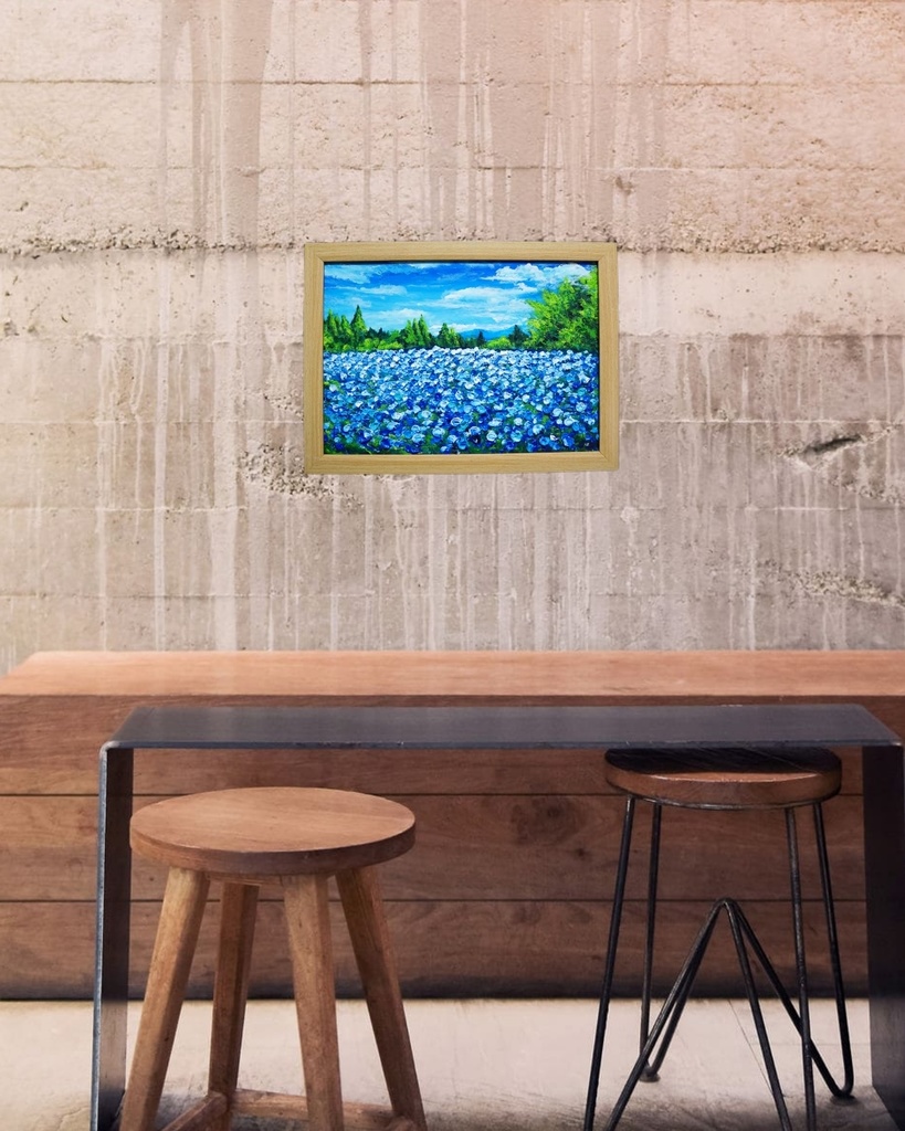 油絵 油彩 油彩画 絵画 絵【くじゅう花公園のネモフィラ畑】