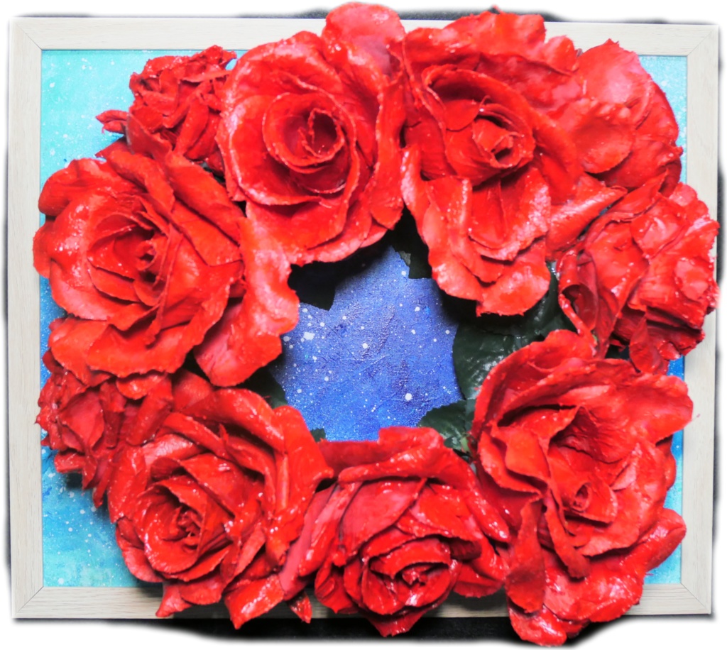 油絵 油彩 油彩画 絵 絵画 【薔薇リース 】