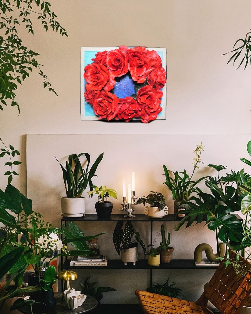 油絵 油彩 油彩画 絵 絵画 【薔薇リース 】