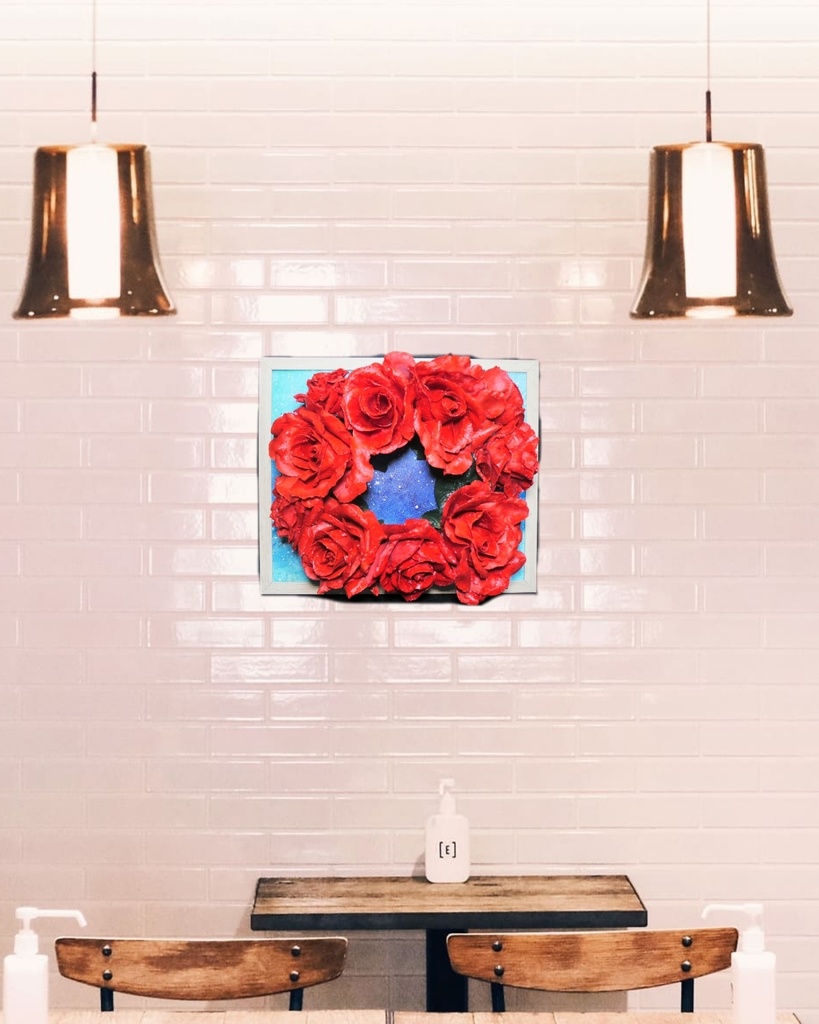 油絵 油彩 油彩画 絵 絵画 【薔薇リース 】