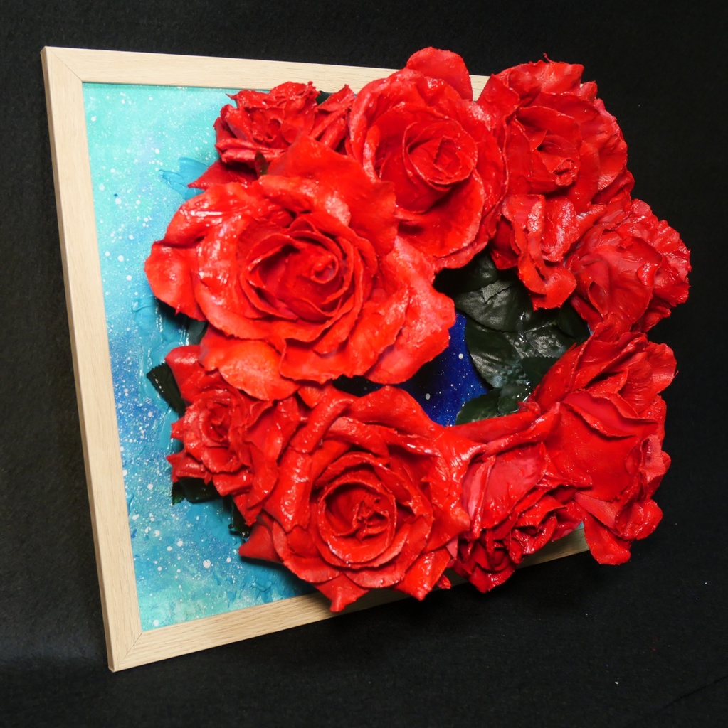 油絵 油彩 油彩画 絵 絵画 【薔薇リース 】