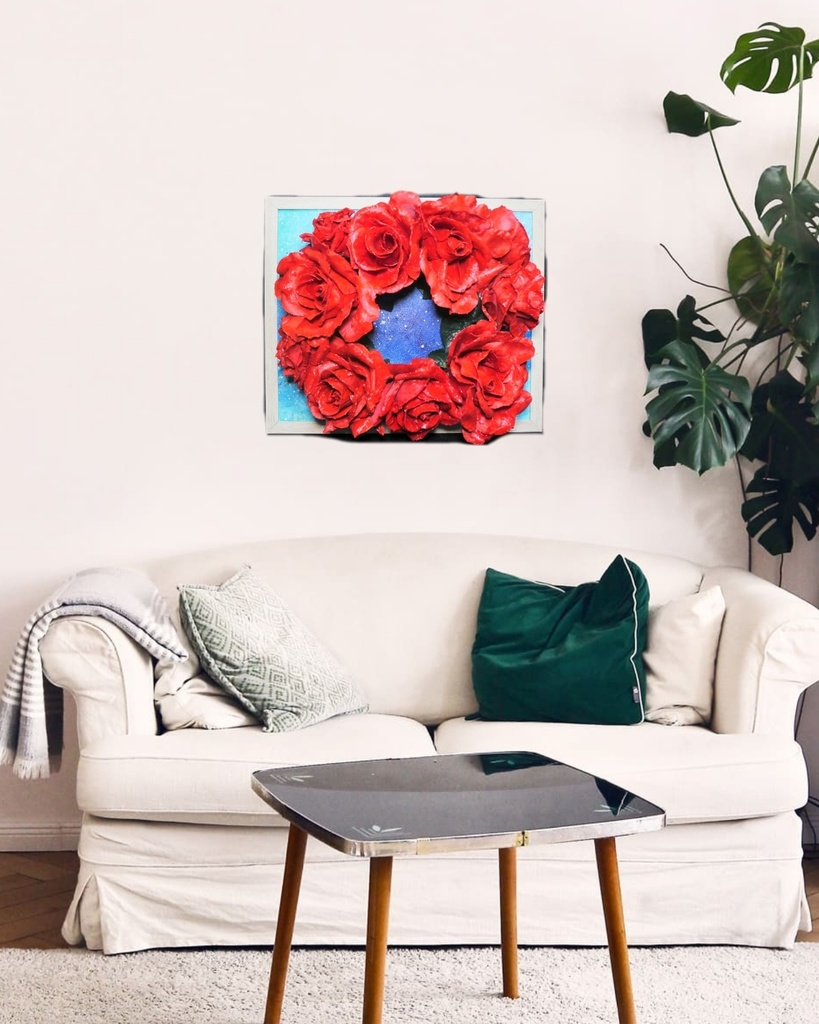 油絵 油彩 油彩画 絵 絵画 【薔薇リース 】