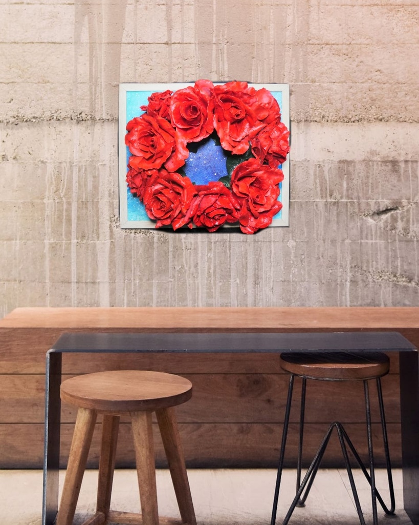 油絵 油彩 油彩画 絵 絵画 【薔薇リース 】