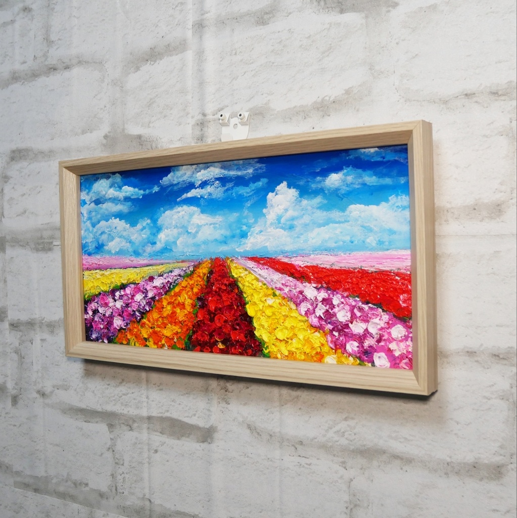 油絵 油彩 油彩画 絵 絵画 長方形ミニ絵画【花畑】