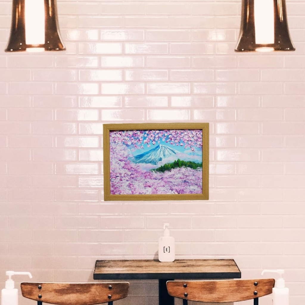 油絵 油彩 油彩画 絵 絵画 【富士山と桜】