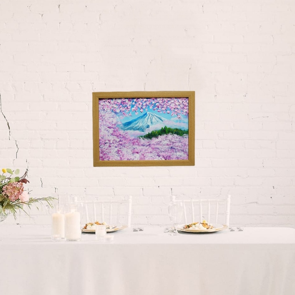 油絵 油彩 油彩画 絵 絵画 【富士山と桜】