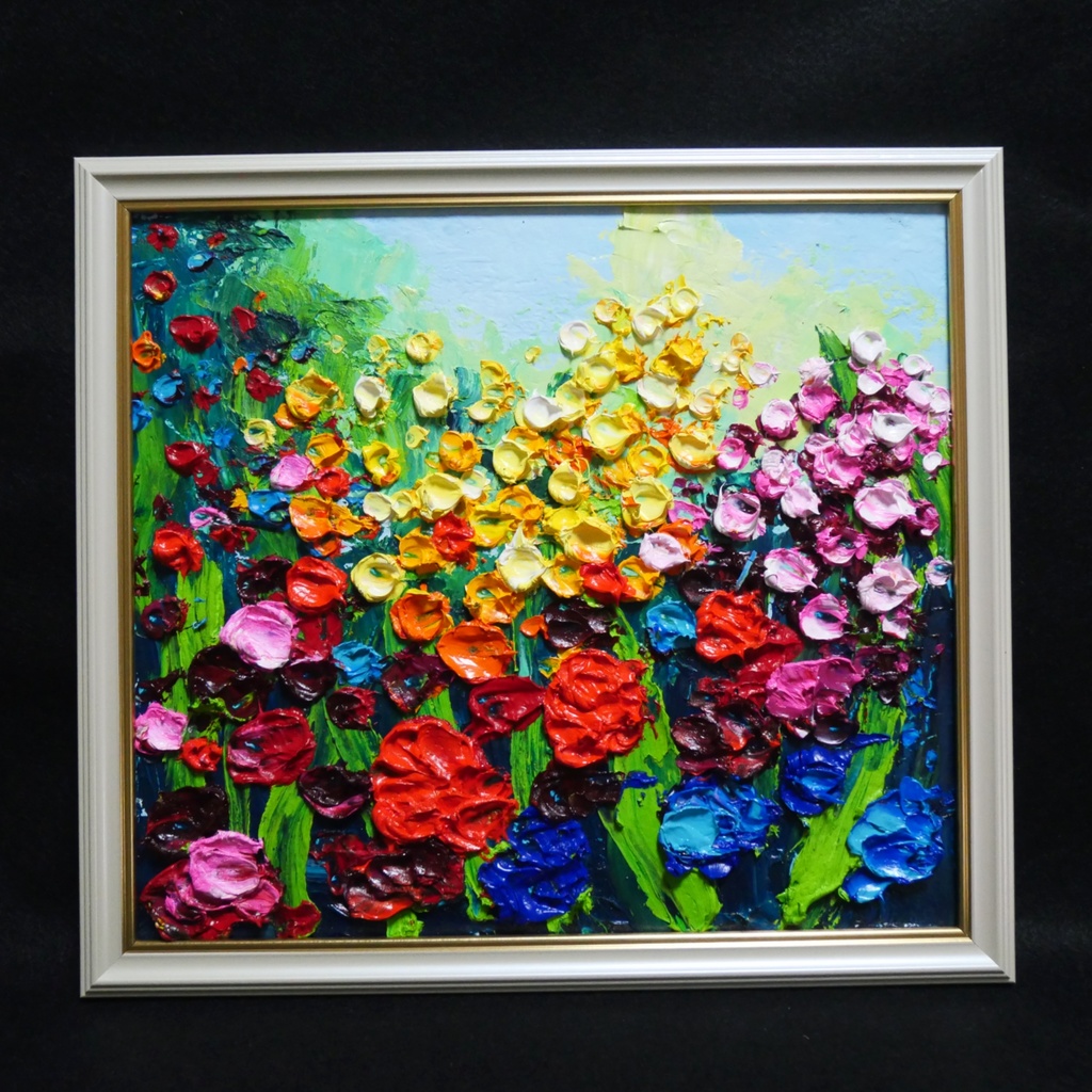 油絵 油彩 油彩画 絵 絵画 【colorful flower garden 】