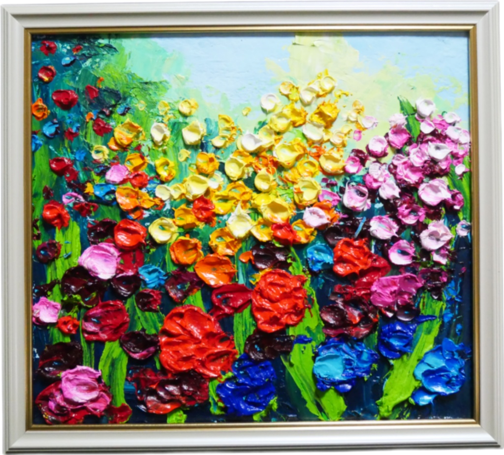 油絵 油彩 油彩画 絵 絵画 【colorful flower garden 】