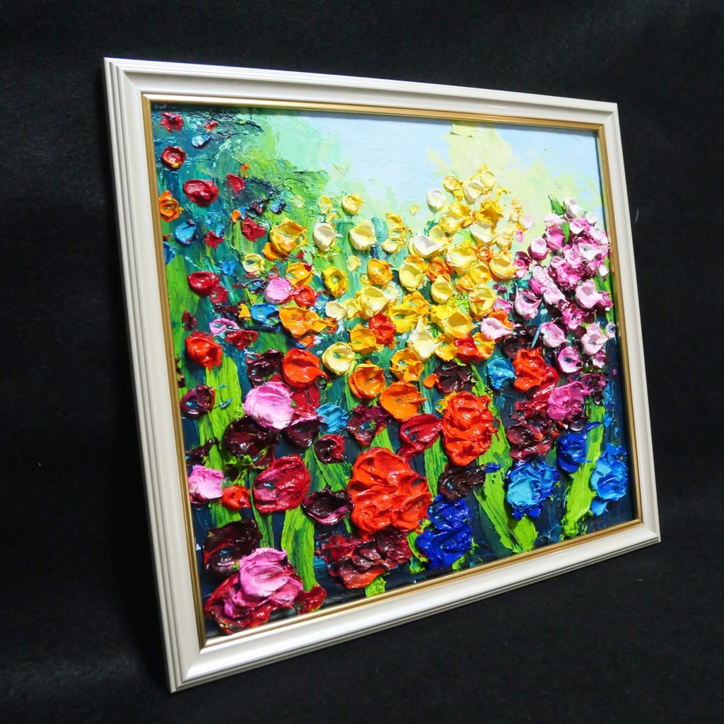 油絵 油彩 油彩画 絵 絵画 【colorful flower garden 】