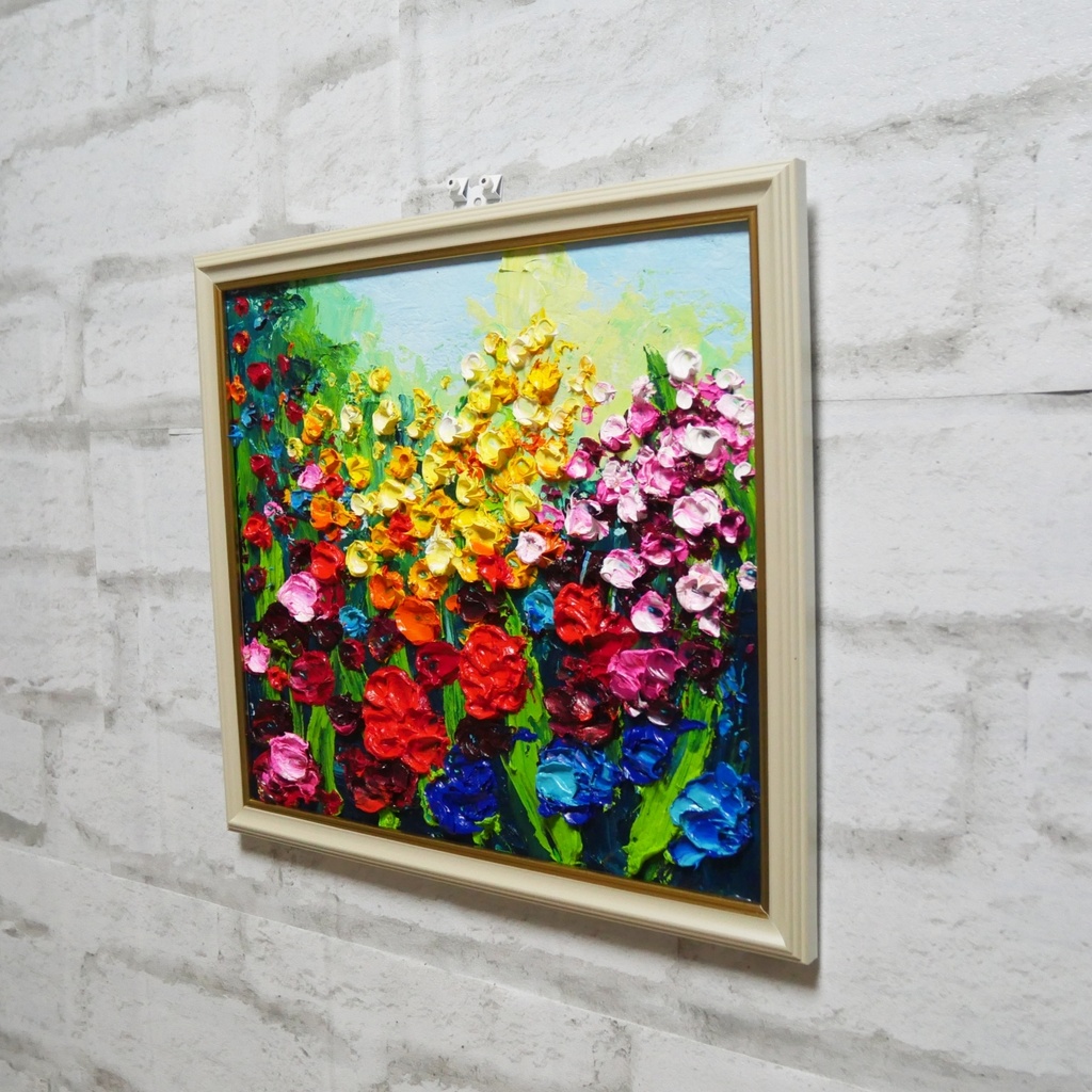 油絵 油彩 油彩画 絵 絵画 【colorful flower garden 】