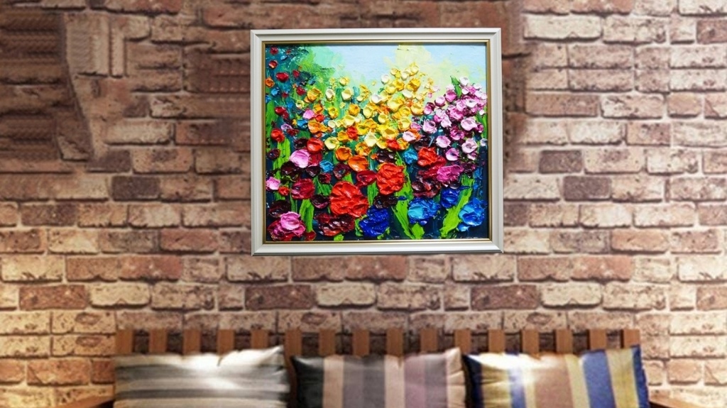 油絵 油彩 油彩画 絵 絵画 【colorful flower garden 】