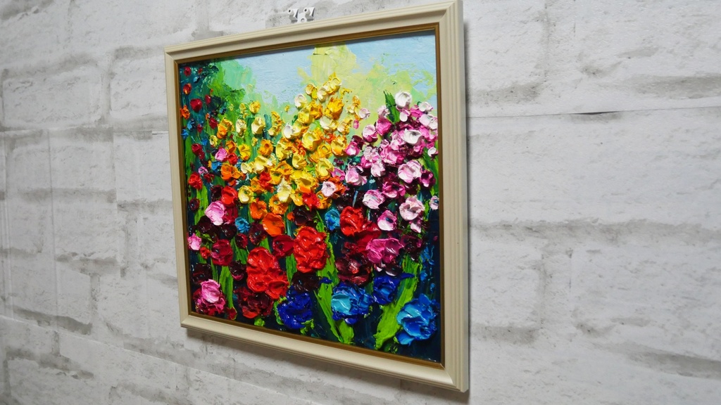 油絵 油彩 油彩画 絵 絵画 【colorful flower garden 】