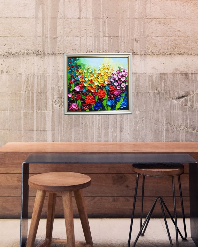 油絵 油彩 油彩画 絵 絵画 【colorful flower garden 】