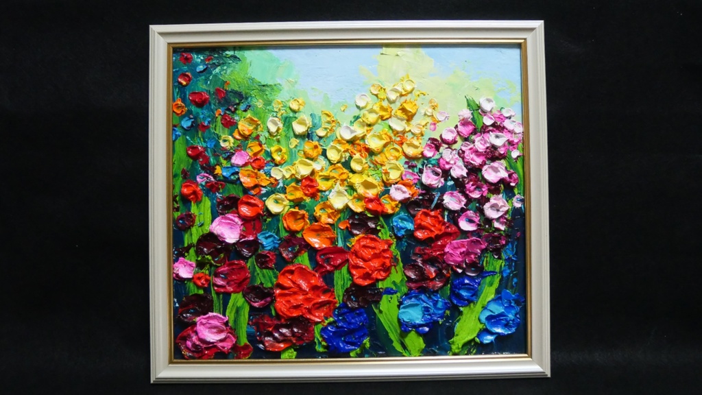 油絵 油彩 油彩画 絵 絵画 【colorful flower garden 】