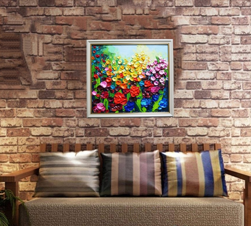 油絵 油彩 油彩画 絵 絵画 【colorful flower garden 】