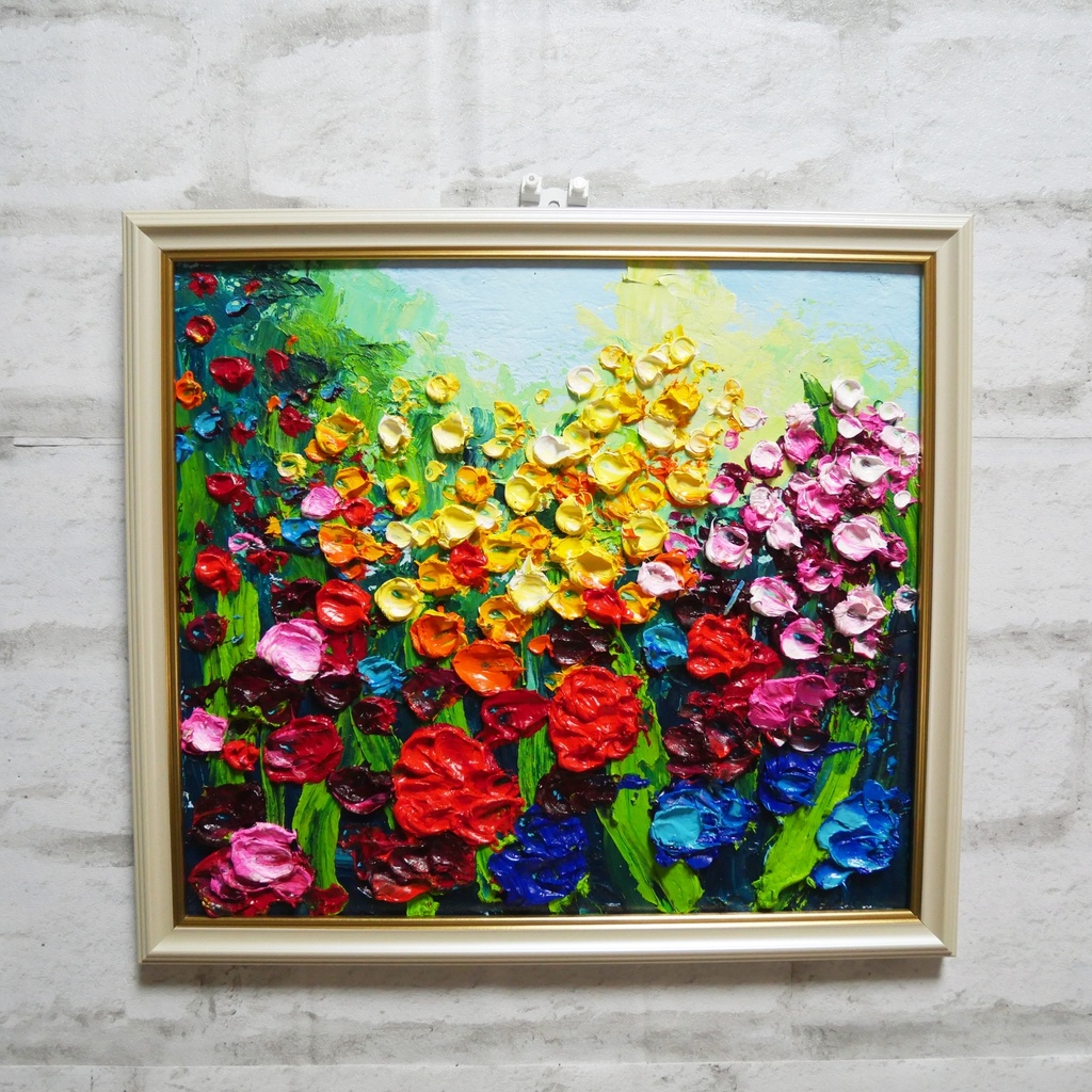 油絵 油彩 油彩画 絵 絵画 【colorful flower garden 】