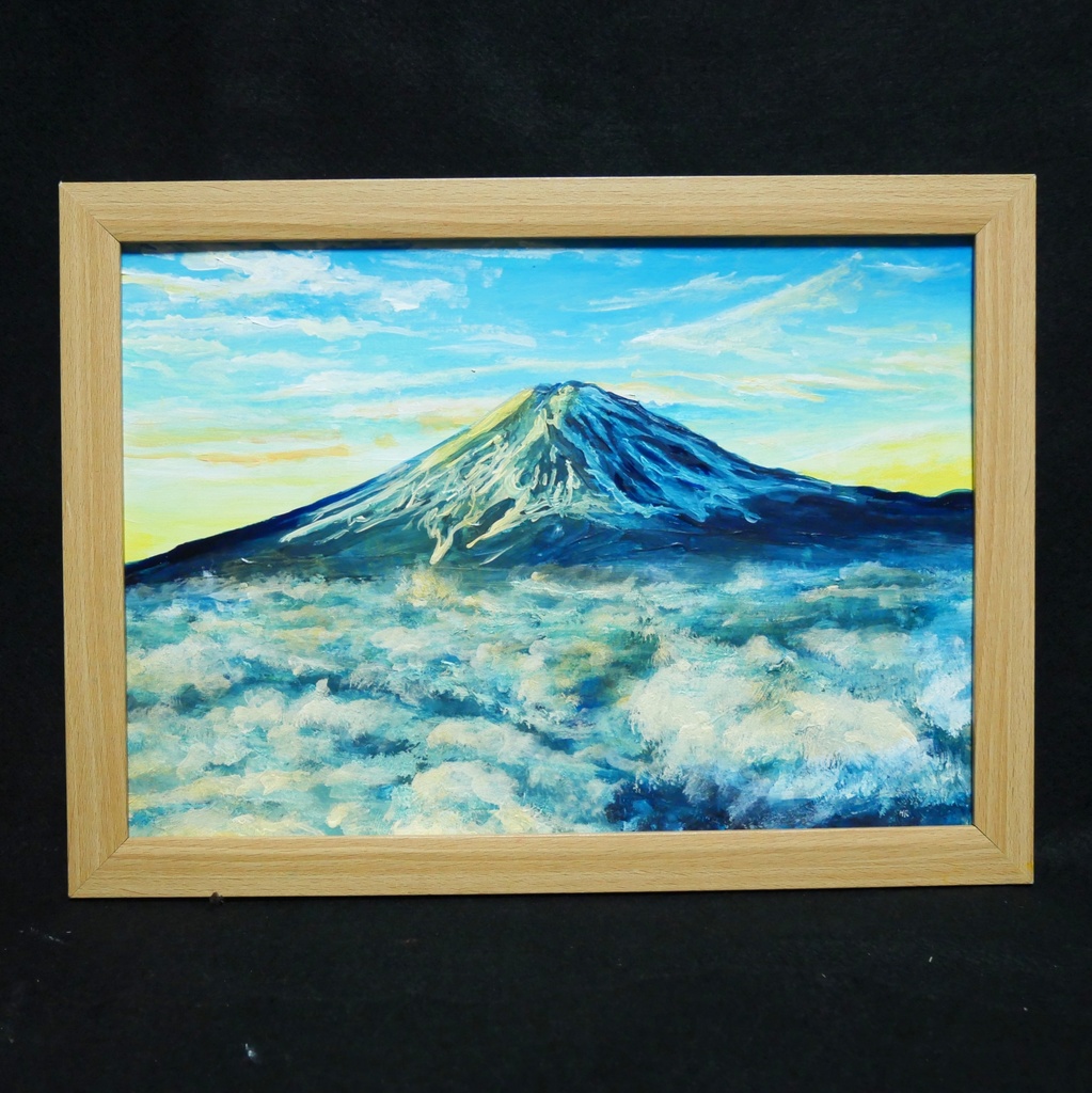油絵 油彩 絵 絵画 【朝の富士山】