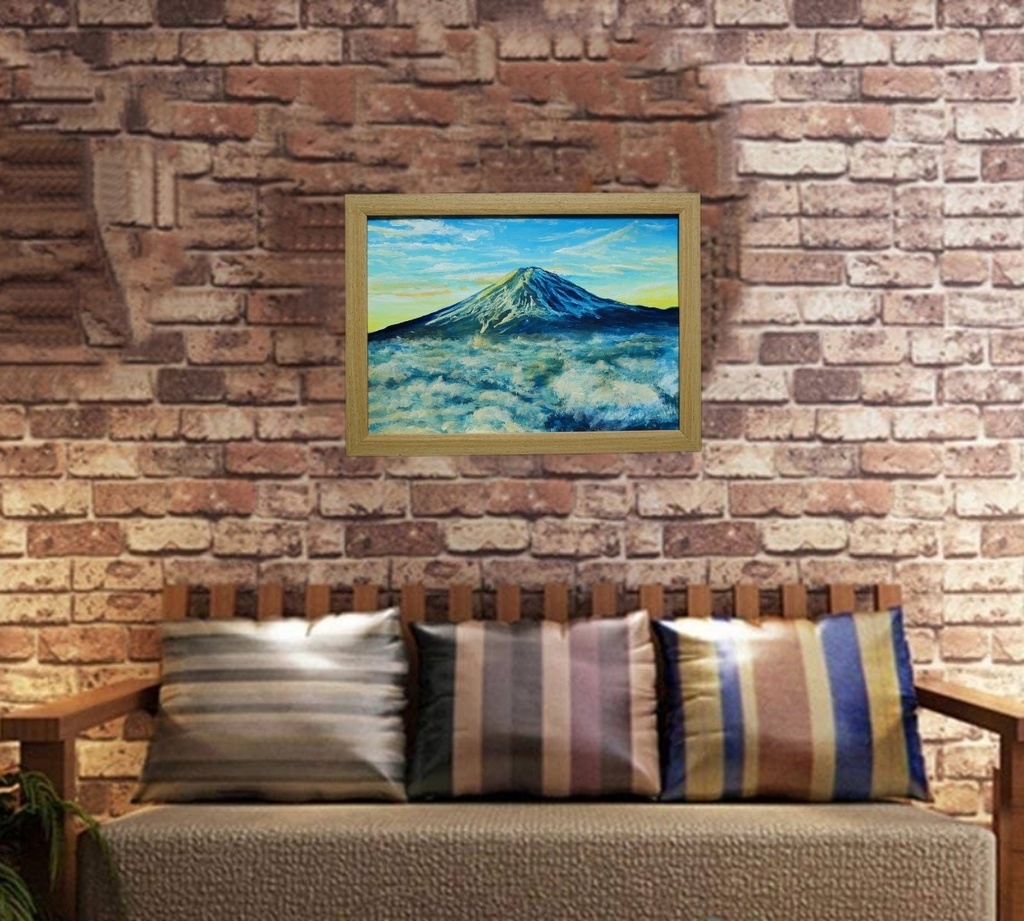 油絵 油彩 絵 絵画 【朝の富士山】