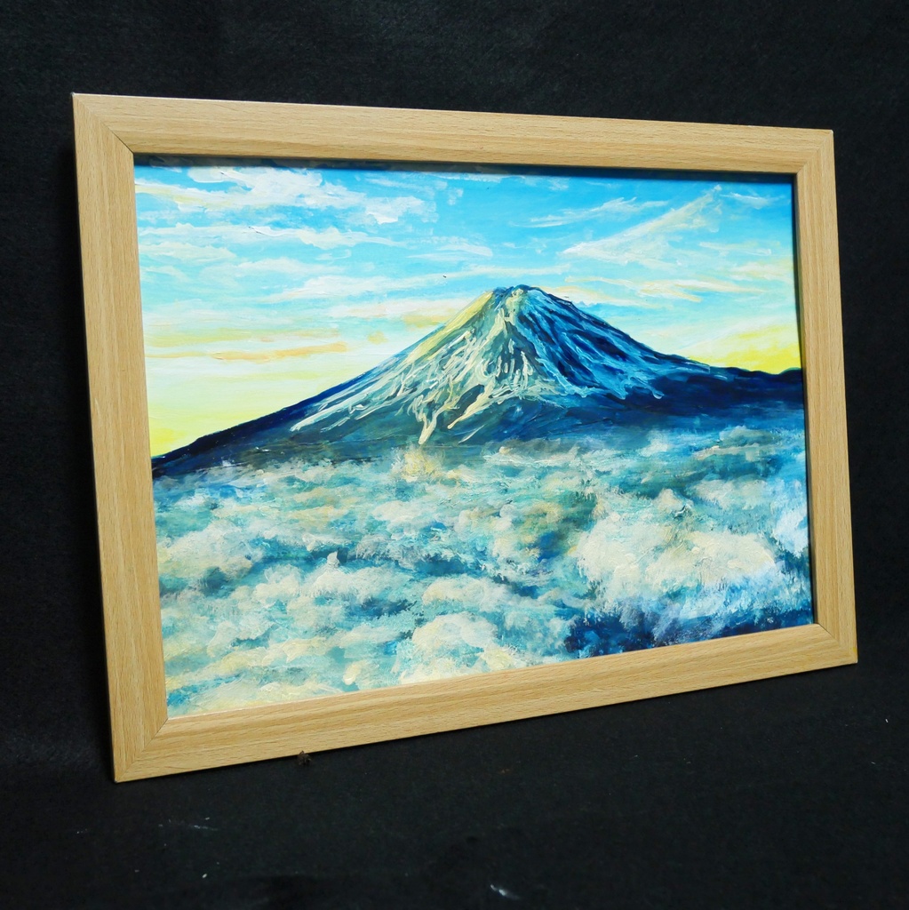 油絵 油彩 絵 絵画 【朝の富士山】