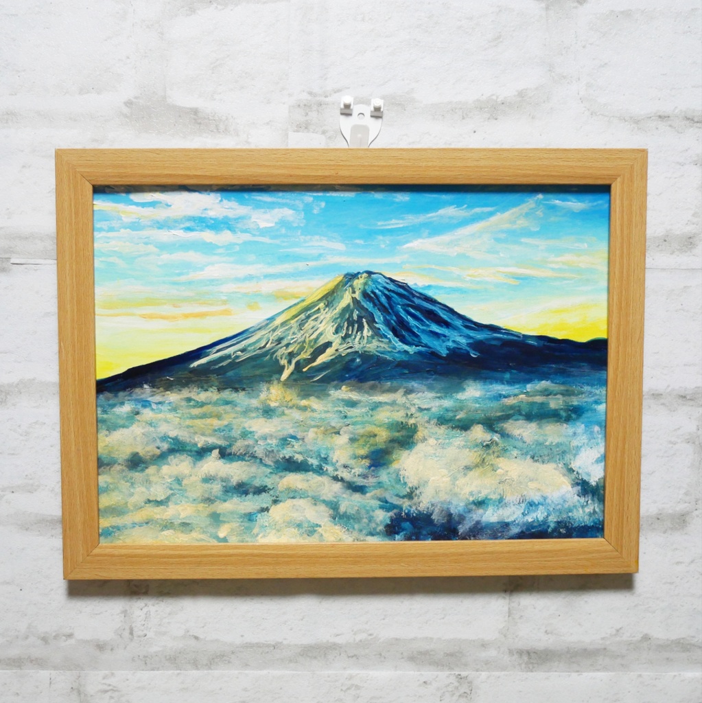 油絵 油彩 絵 絵画 【朝の富士山】