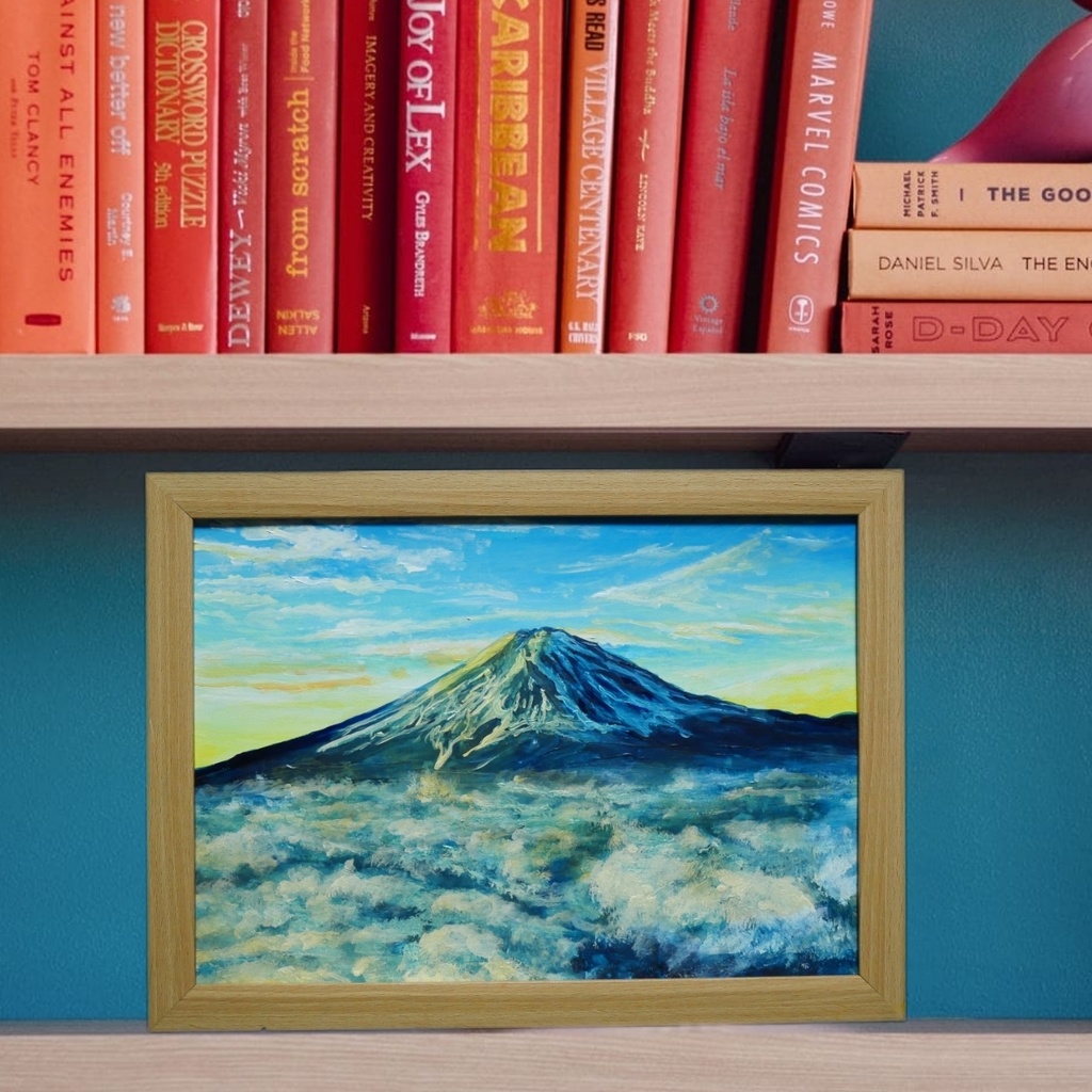 油絵 油彩 絵 絵画 【朝の富士山】