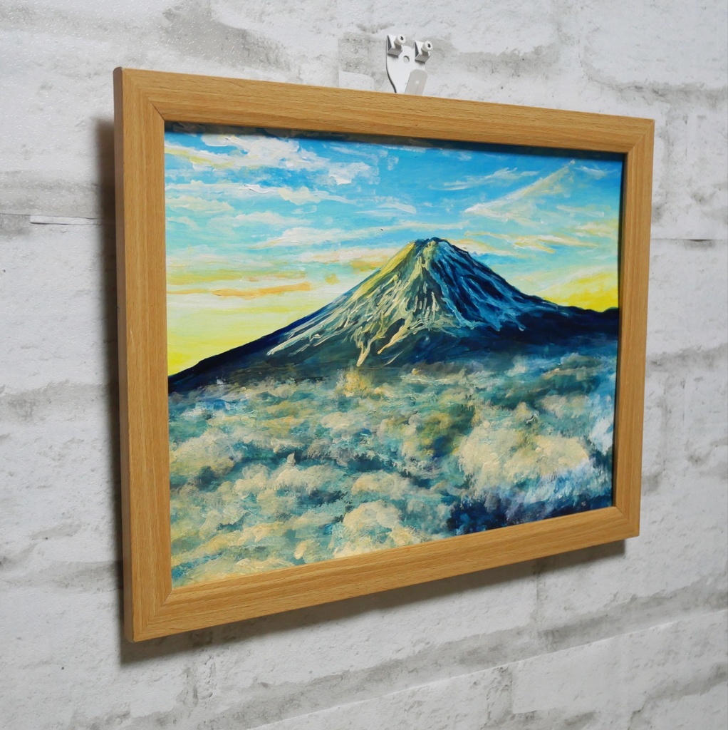 油絵 油彩 絵 絵画 【朝の富士山】