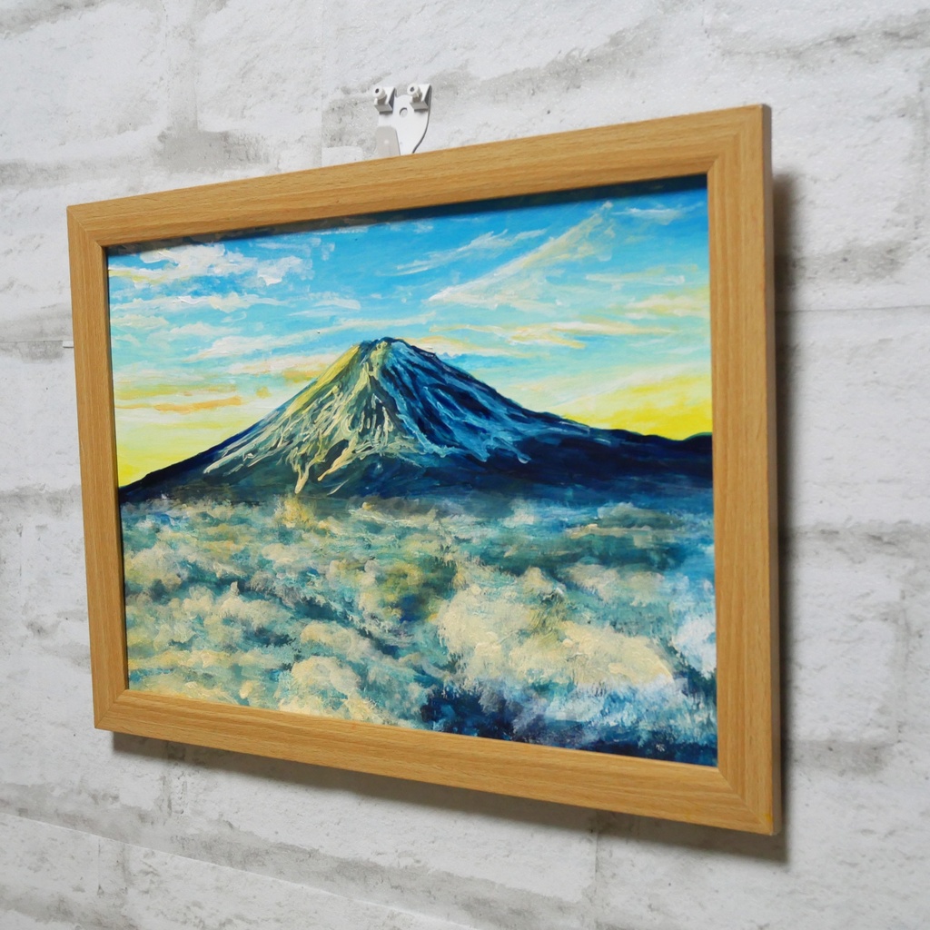 油絵 油彩 絵 絵画 【朝の富士山】