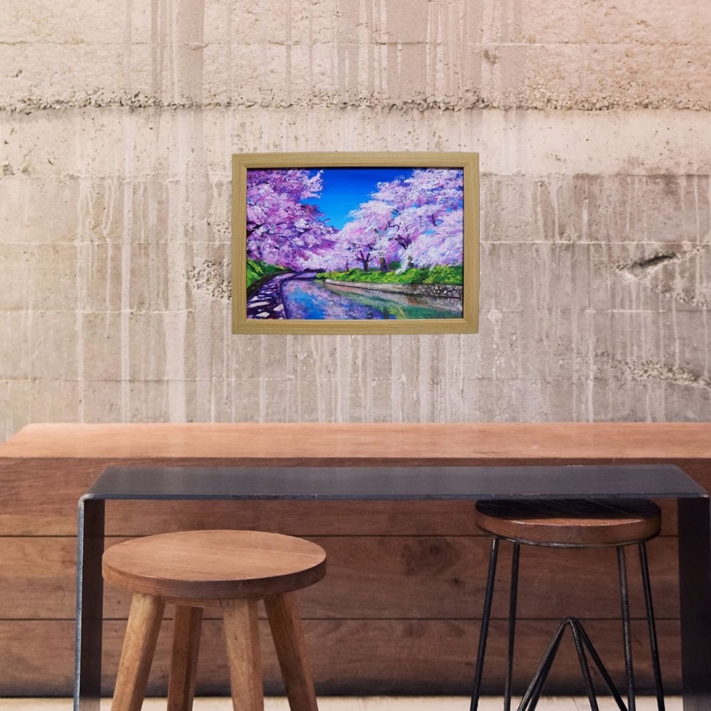 油絵 油彩 油彩画 絵 絵画 【松川の桜】