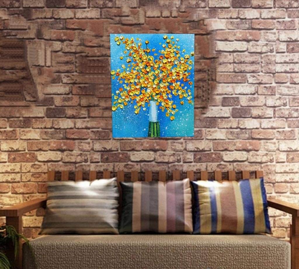 油絵 油彩 油彩画 絵画 【ミモザブーケ】